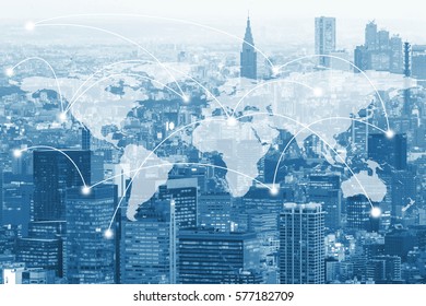 Global financial network connecting major cities